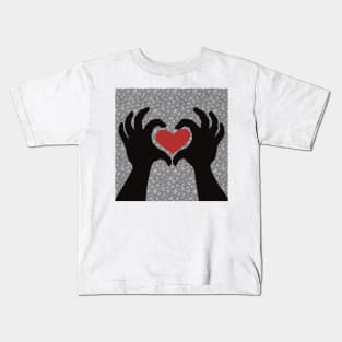 Hands making the sign of love, a red heart Kids T-Shirt